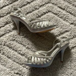 Elegant Silver Strappy Heels